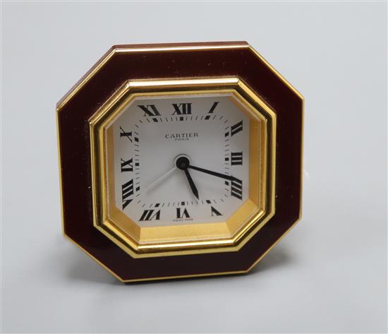 A Cartier travelling clock H.8cm